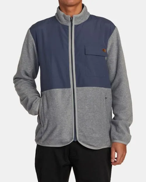 Rvca Yukon ZipUp Hooded Fleece Heather Grey Men Hoodies and Sweatshirts