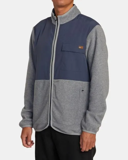 Rvca Yukon ZipUp Hooded Fleece Heather Grey Men Hoodies and Sweatshirts