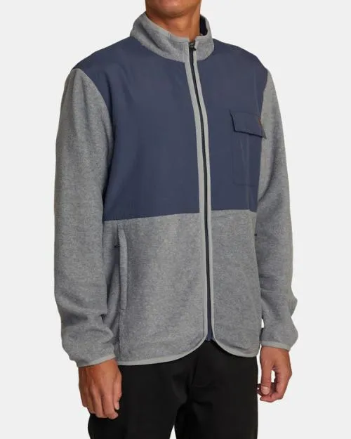 Rvca Yukon ZipUp Hooded Fleece Heather Grey Men Hoodies and Sweatshirts