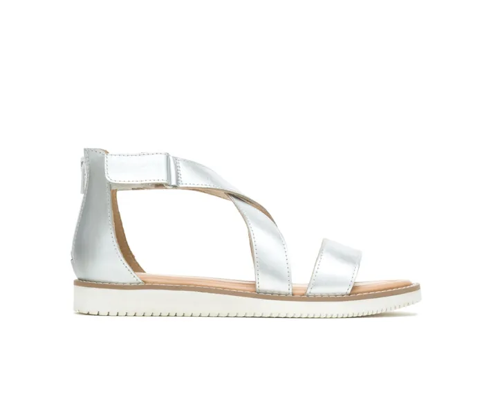 Sandals Briard X Back Zip Silver Metallic Leather Hush Puppies Women