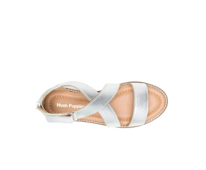 Sandals Briard X Back Zip Silver Metallic Leather Hush Puppies Women Sandals Briard X Back Zip Silver Metallic Leather Hush Puppies Women