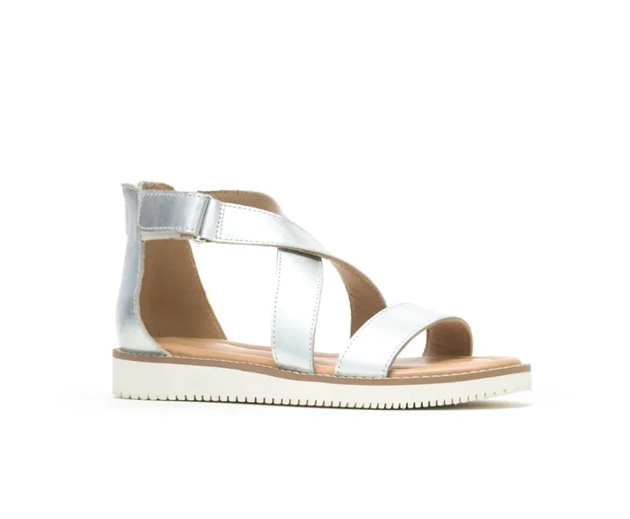 Sandals Briard X Back Zip Silver Metallic Leather Hush Puppies Women Sandals Briard X Back Zip Silver Metallic Leather Hush Puppies Women