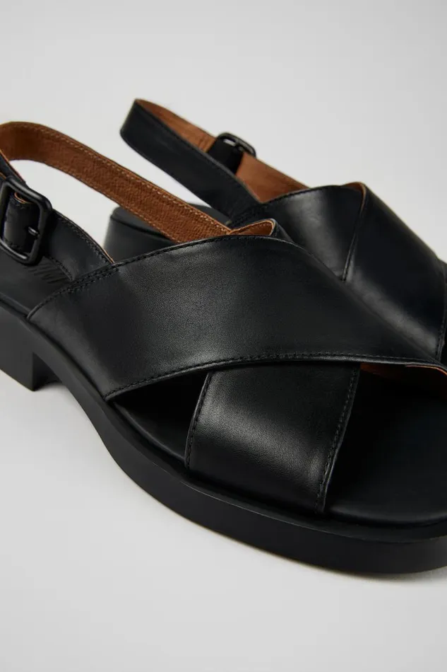 Sandals Women Camper Dana Black Leather Sandals