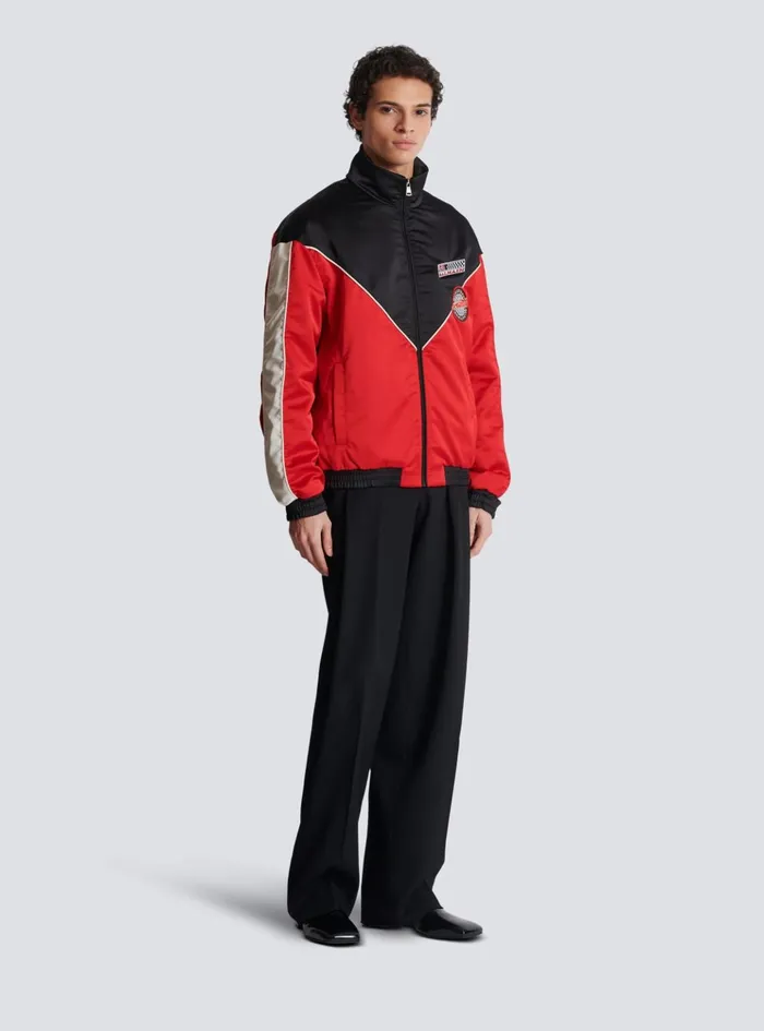 Satin Racing Jacket In Three Colours Red Men Balmain Outerwear