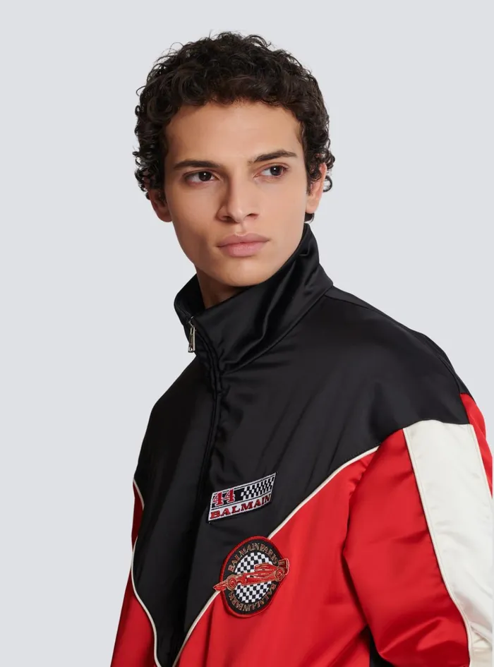 Satin Racing Jacket In Three Colours Red Men Balmain Outerwear