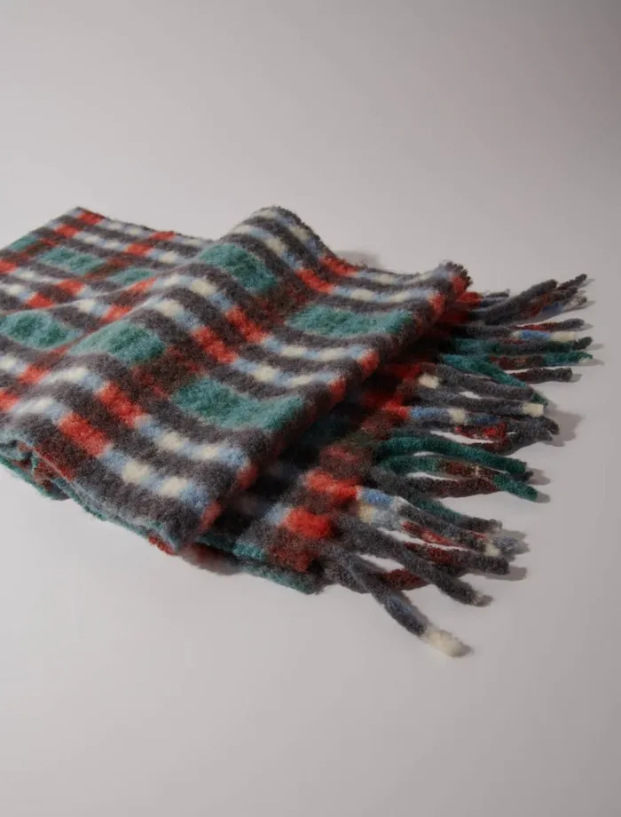 Scarves and Ponchos Women Maje Alpaca Blend Check Scarf Red Tartan