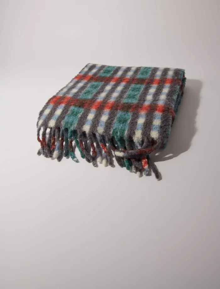 Scarves and Ponchos Women Maje Alpaca Blend Check Scarf Red Tartan