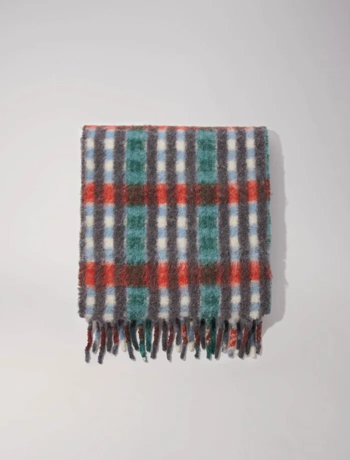 Scarves and Ponchos Women Maje Alpaca Blend Check Scarf Red Tartan
