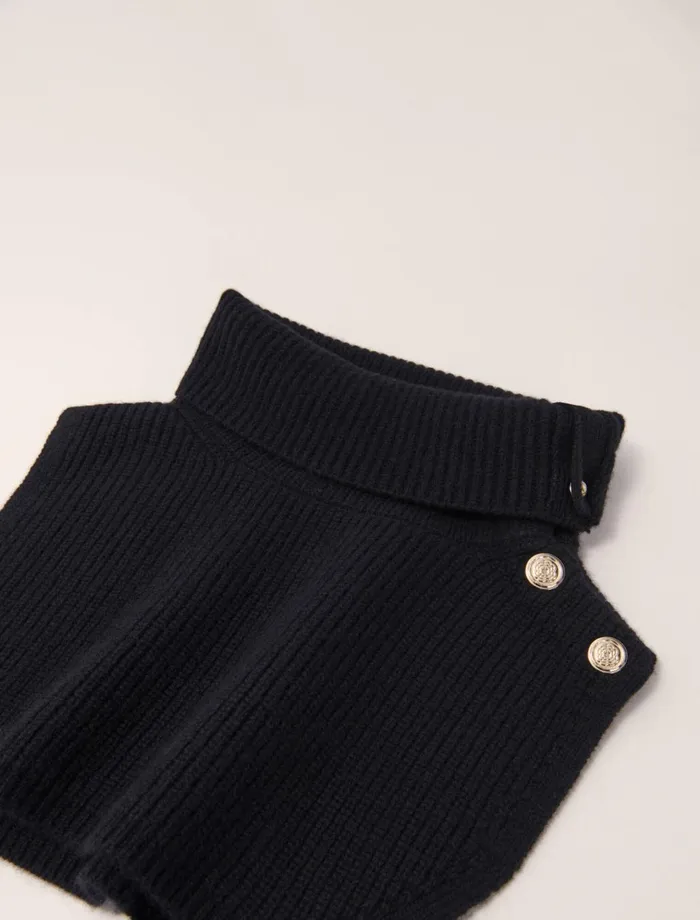 Scarves and Ponchos Women Maje ButtonUp Wool Mix Collar Wrap Black