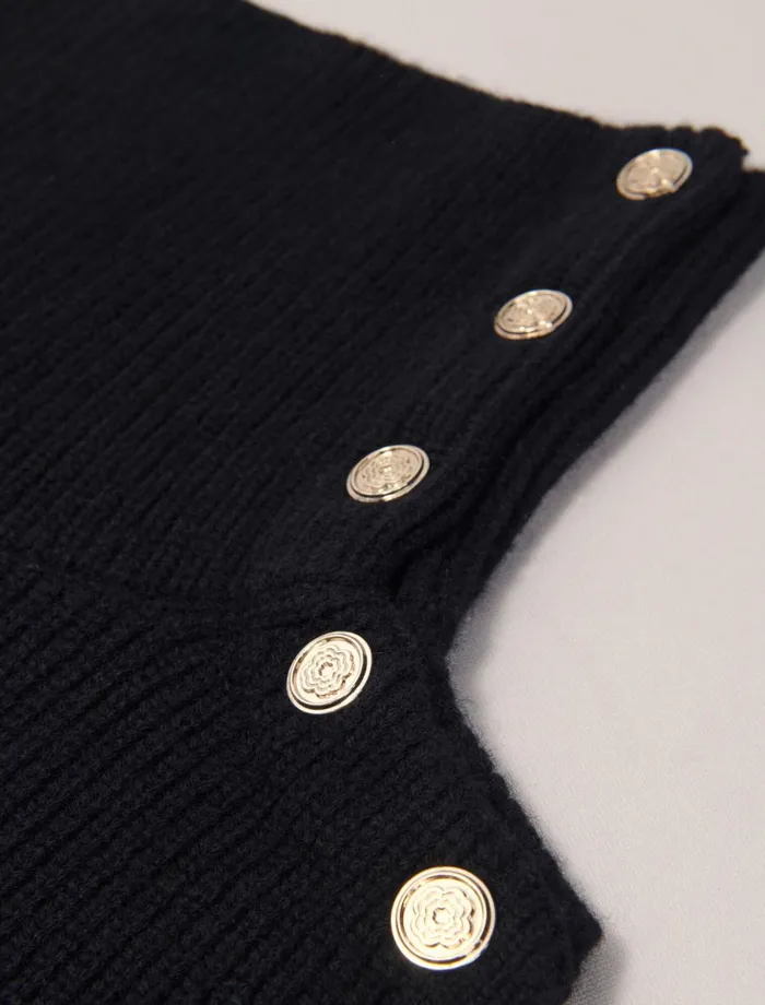 Scarves and Ponchos Women Maje ButtonUp Wool Mix Collar Wrap Black