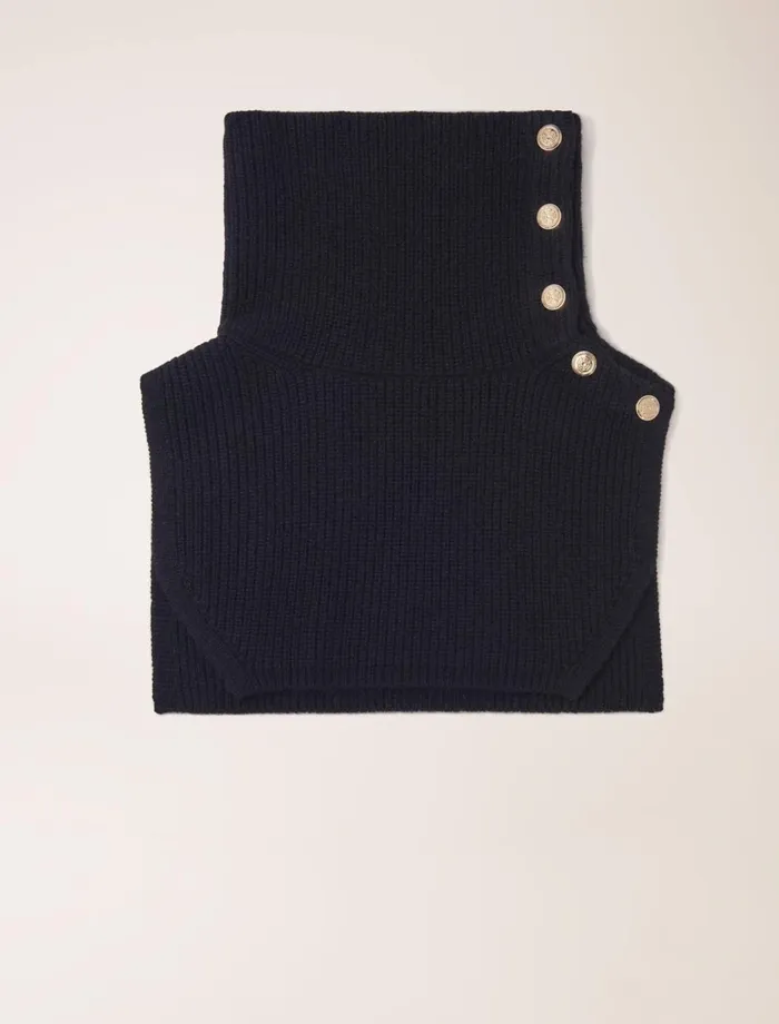 Scarves and Ponchos Women Maje ButtonUp Wool Mix Collar Wrap Black