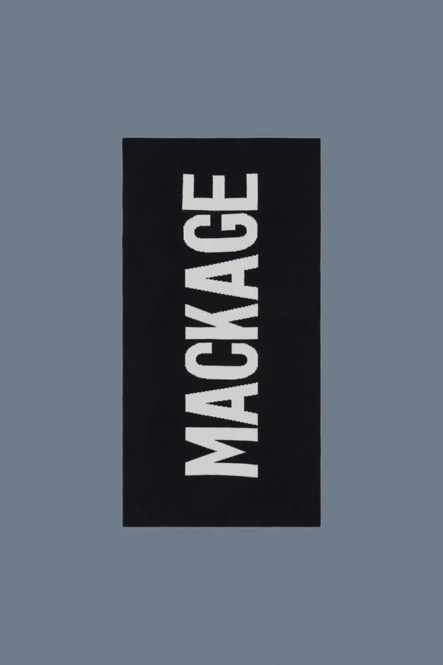 Scarves Women Mackage JUNO 2in1 Merino Blend Logo Scarf Blackgarnet