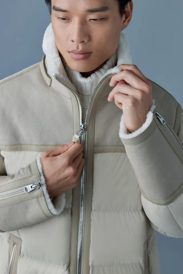 Shearling Jackets Men Mackage NICHOLAS Mixedmedia Shearling Down Parka Black
