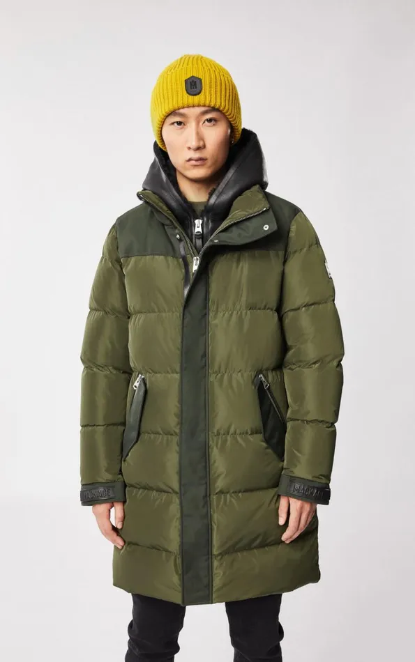 Shearling Jackets Men Mackage REYNOLD Down Coat With Removable Shearling Bib And Hood Black