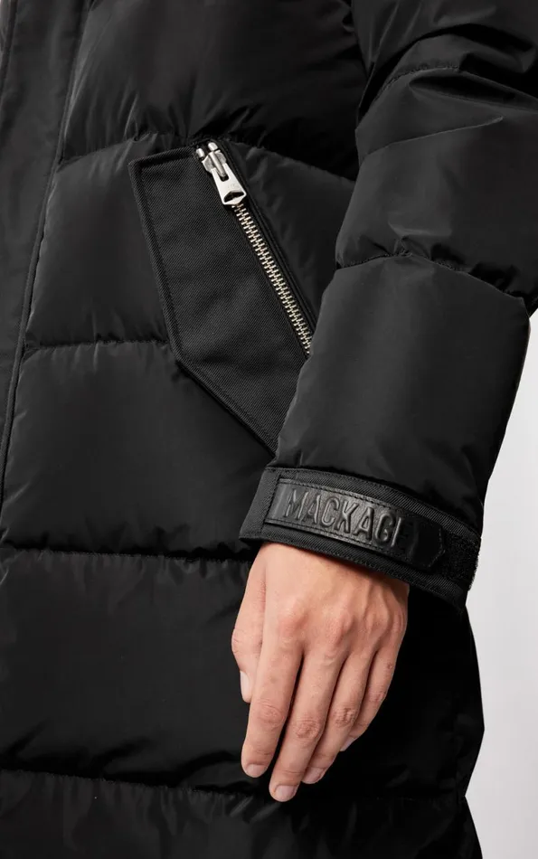 Shearling Jackets Men Mackage REYNOLD Down Coat With Removable Shearling Bib And Hood Black