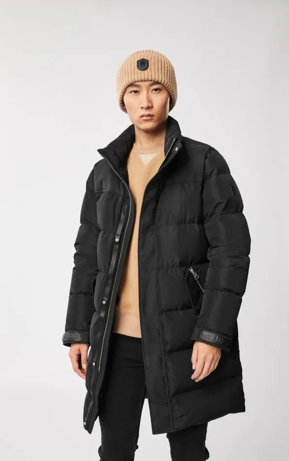 Shearling Jackets Men Mackage REYNOLD Down Coat With Removable Shearling Bib And Hood Black