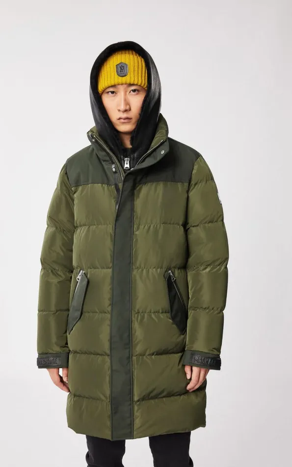 Shearling Jackets Men Mackage REYNOLD Down Coat With Removable Shearling Bib And Hood Black