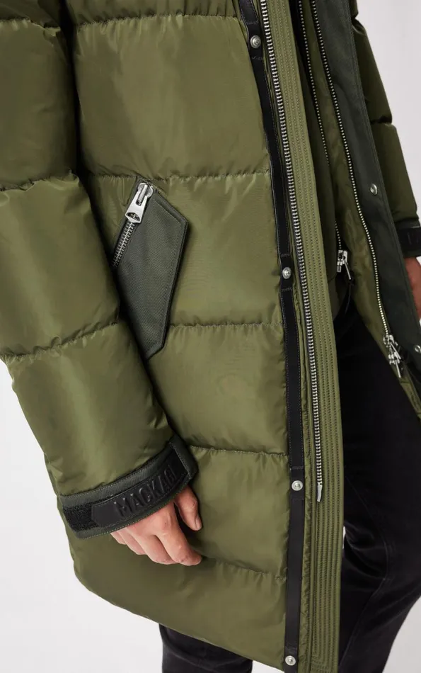 Shearling Jackets Men Mackage REYNOLD Down Coat With Removable Shearling Bib And Hood Black