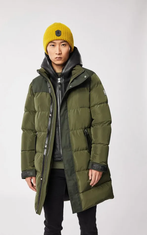Shearling Jackets Men Mackage REYNOLD Down Coat With Removable Shearling Bib And Hood Black