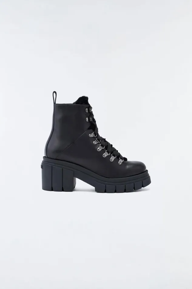 Shearling Lined Boots Women Mackage SUMMIT Shearlinglined Lamb Leather Ankle Boot For Women Black