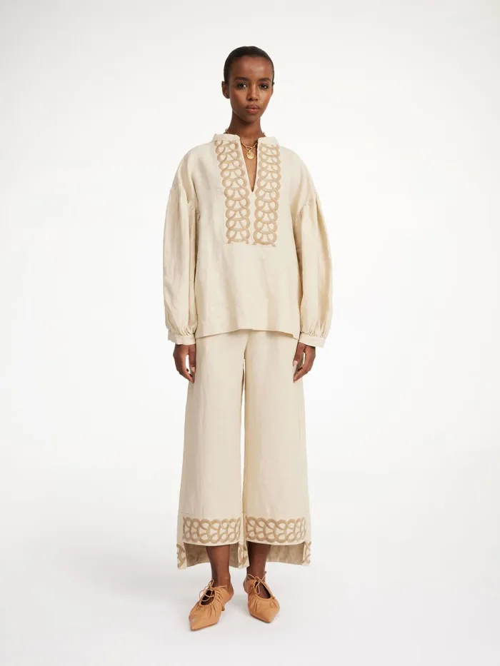 Shirts and Blouses Women By Malene Birger Cadmus Linen Blouse Oyster Gray