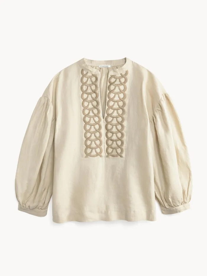 Shirts and Blouses Women By Malene Birger Cadmus Linen Blouse Oyster Gray Shirts and Blouses Women By Malene Birger Cadmus Linen Blouse Oyster Gray