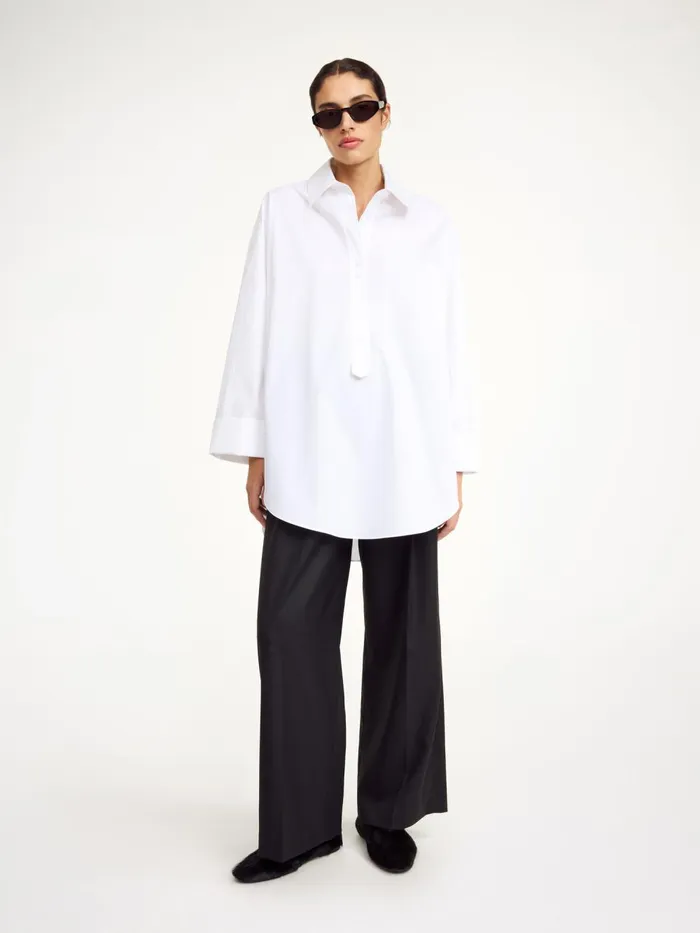 Shirts and Blouses Women By Malene Birger Maye Organic Cotton Shirt Pure White