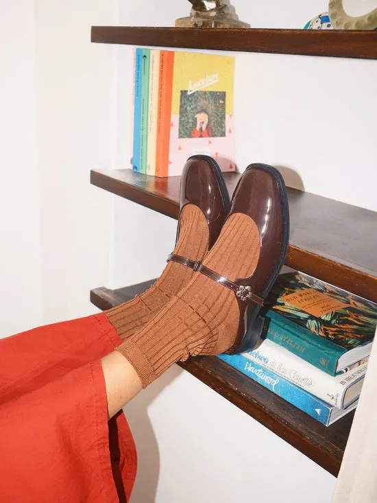 Shoes Women Lisa Says Gah Ella Mary Jane Mule Chocolate Patent