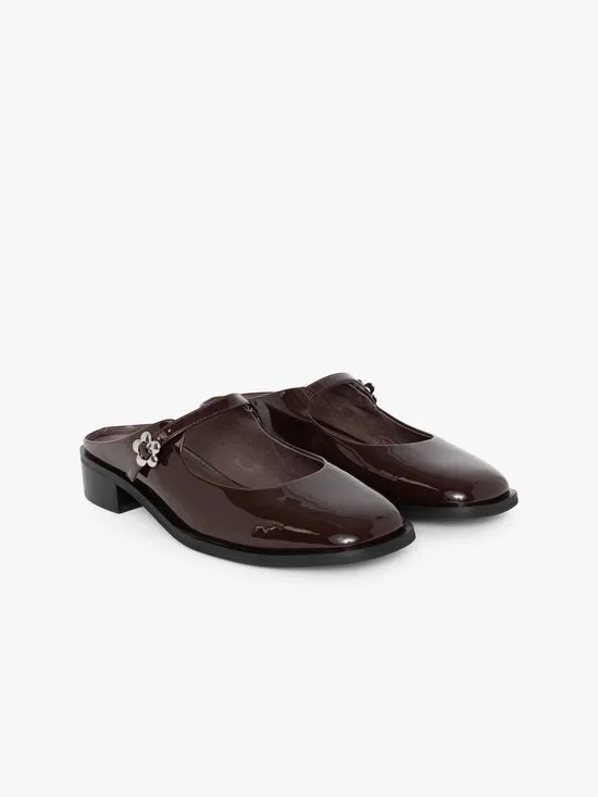 Shoes Women Lisa Says Gah Ella Mary Jane Mule Chocolate Patent