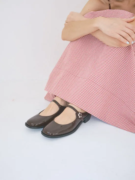 Shoes Women Lisa Says Gah Ella Mary Jane Mule Chocolate Patent