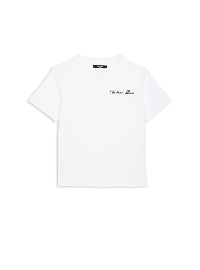 Shortsleeved Signature Tshirt White Kids Balmain