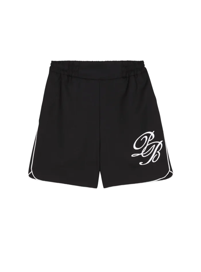Shorts With PB Signature Embroidery Black Kids Balmain