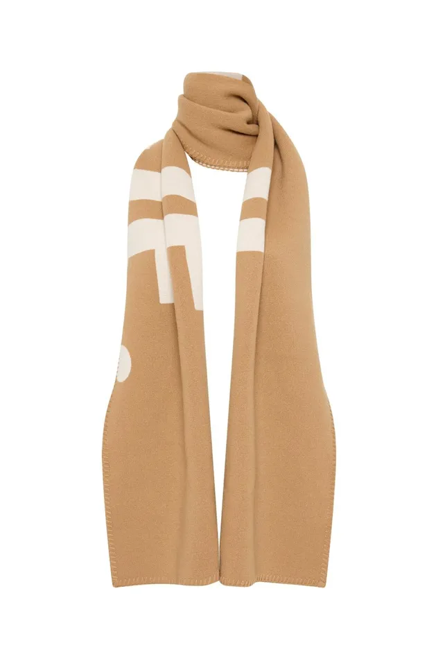 Sienna Logo Scarf Ecru Beigeivory Women Aje Hats 038 Scarves
