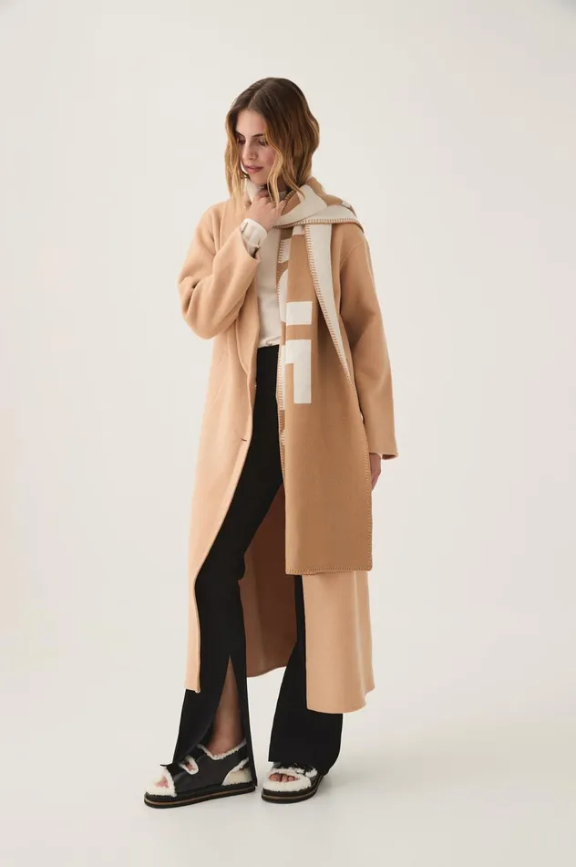 Sienna Logo Scarf Ecru Beigeivory Women Aje Hats 038 Scarves