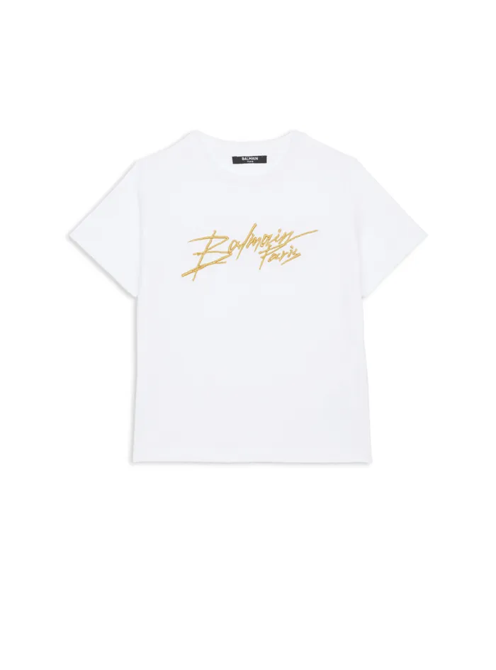 Signature Tshirt White Kids Balmain