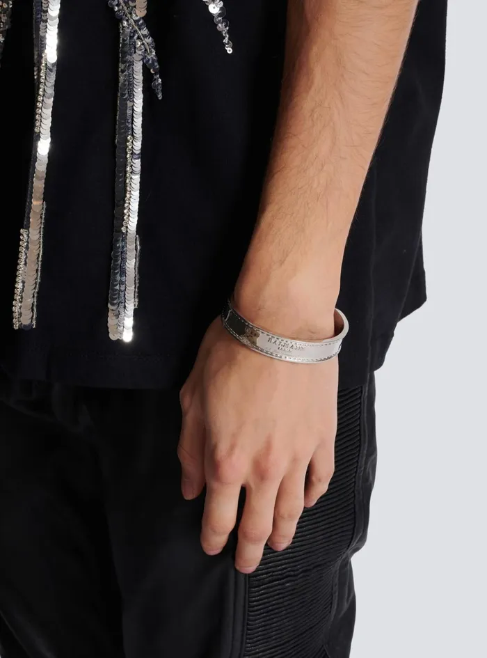 Signature Tubular Brass Bracelet Silver Men Balmain Fashion Jewelry