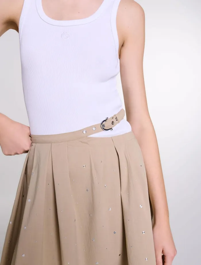 Skirts and Shorts Women Maje Long Studded Cotton Skirt Beige