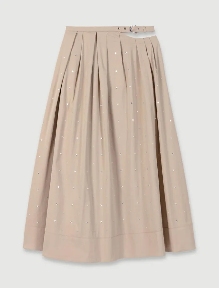 Skirts and Shorts Women Maje Long Studded Cotton Skirt Beige