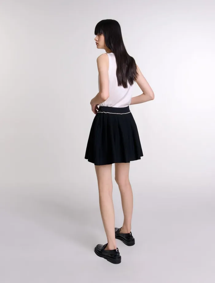 Skirts and Shorts Women Maje Pleated Knit Short Skirt Black