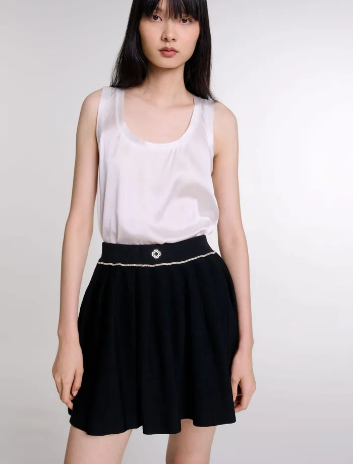 Skirts and Shorts Women Maje Pleated Knit Short Skirt Black