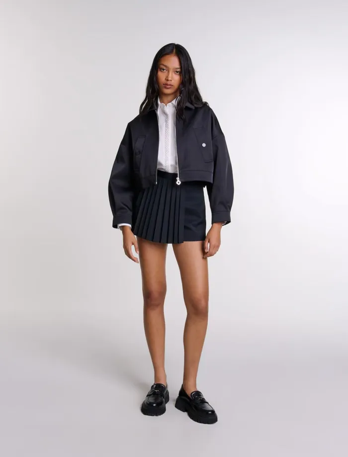 Skirts and Shorts Women Maje StraightFit Pleated Shorts Black