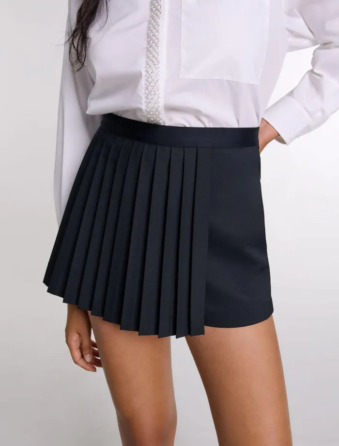 Skirts and Shorts Women Maje StraightFit Pleated Shorts Black