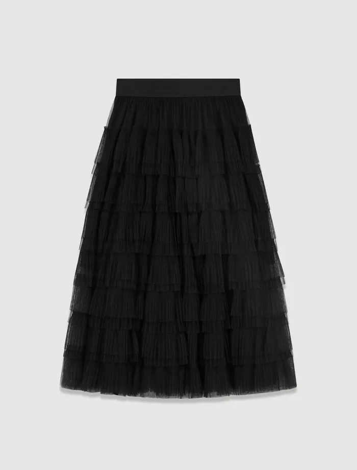 Skirts and Shorts Women Maje Tulle Midi Skirt Black Skirts and Shorts Women Maje Tulle Midi Skirt Black