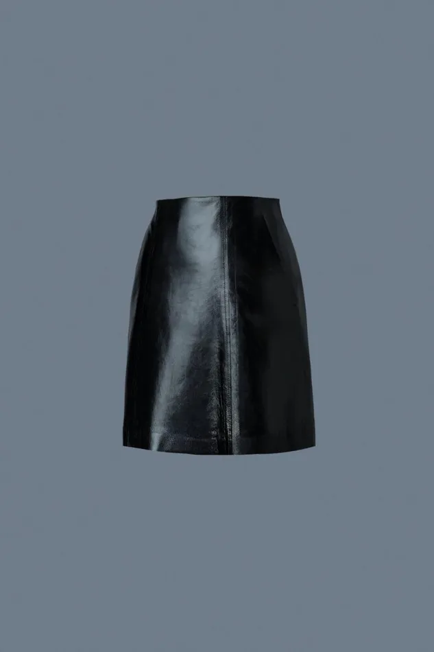 Skirts Women Mackage NELLA Panelled Leather ALine Skirt Black