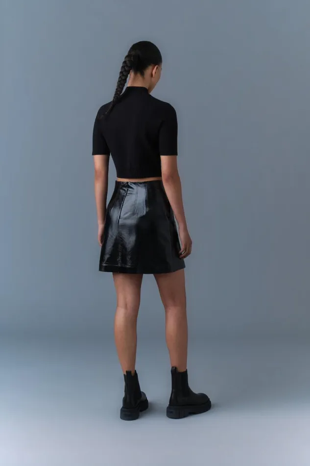 Skirts Women Mackage NELLA Panelled Leather ALine Skirt Black Skirts Women Mackage NELLA Panelled Leather ALine Skirt Black