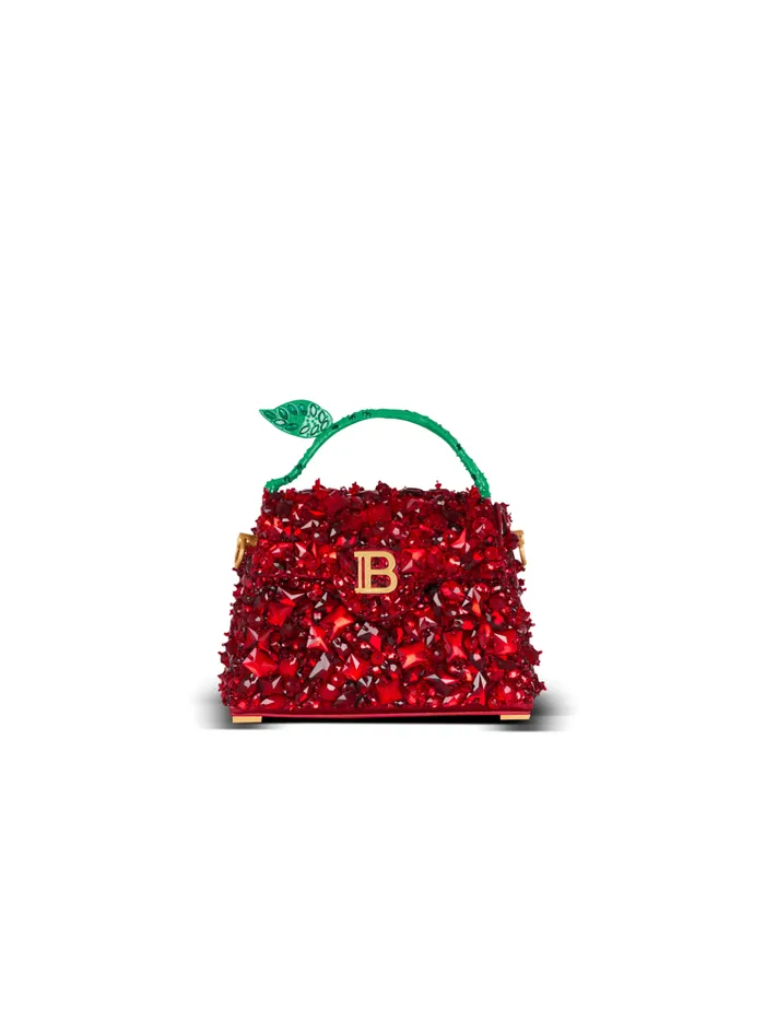 Small BBuzz Dynasty Bag In Strawberryembroidered Satin Red Women Balmain Handbags