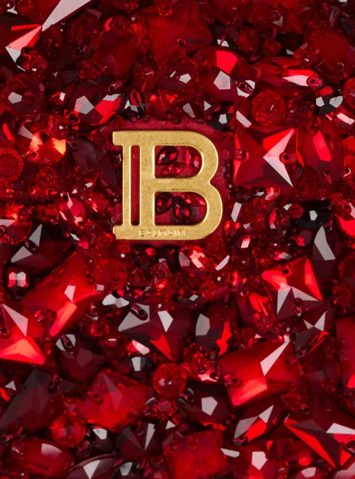 Small BBuzz Dynasty Bag In Strawberryembroidered Satin Red Women Balmain Handbags