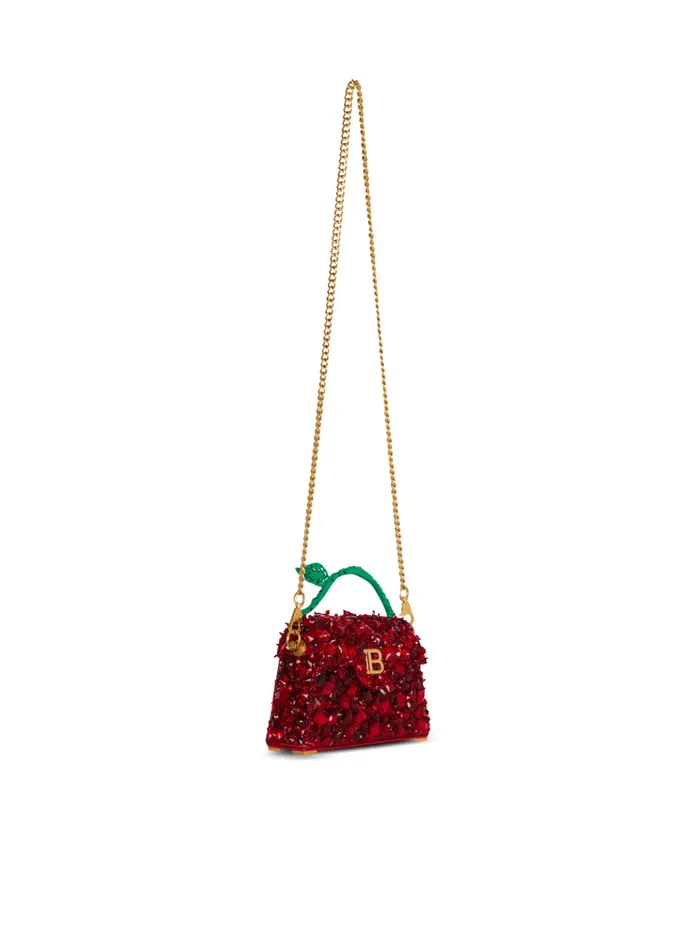 Small BBuzz Dynasty Bag In Strawberryembroidered Satin Red Women Balmain Handbags