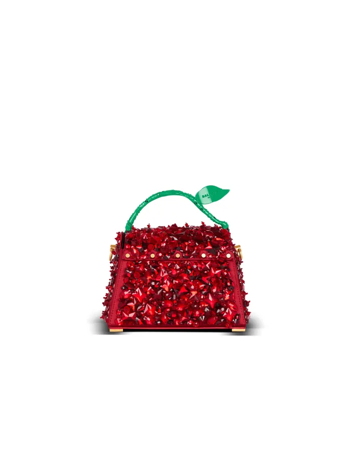 Small BBuzz Dynasty Bag In Strawberryembroidered Satin Red Women Balmain Handbags