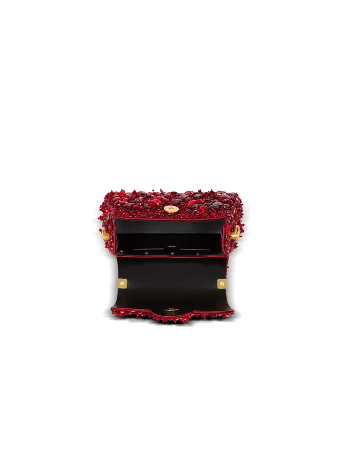 Small BBuzz Dynasty Bag In Strawberryembroidered Satin Red Women Balmain Handbags